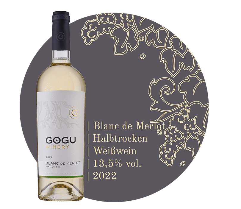 MOLDAWINE | GOGU Winery - Blanc de Merlot; Jetzt moldawische Weine kaufen - Entdecken Sie den Geschmack und das Lebensgefühl Moldawiens. Genießen Sie authentisch produzierte moldawische Weine aus autochthonen Rebsorten. Einfach bequem online bestellen und wir bringen die besten moldawischen Weine zu Ihnen nach Hause. Wein aus Moldawien kaufen; moldawischer Wein; guter rotwein; rotwein einkaufen; roséwein; orange wine; wein geschenk; wein laden